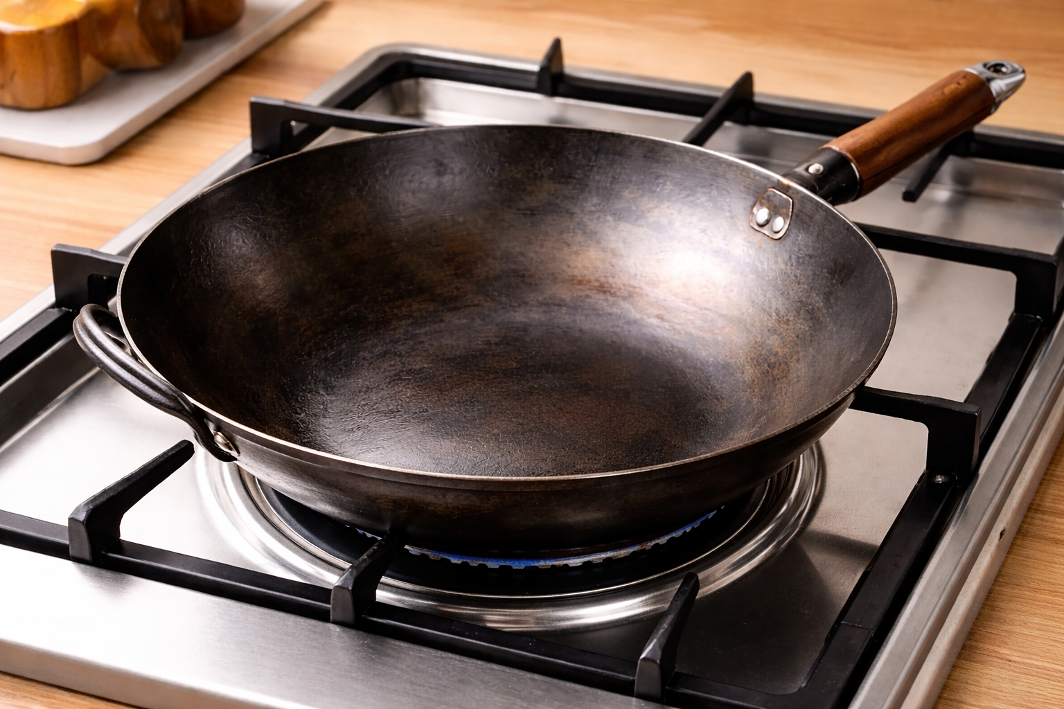 ガスコンロと中華鍋