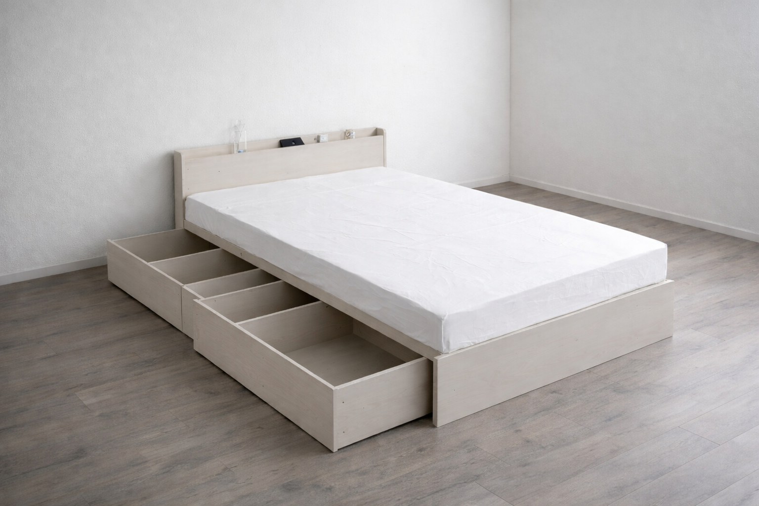 収納付きベッドフレームの横広イメージ｜引き出し付きベッド構造