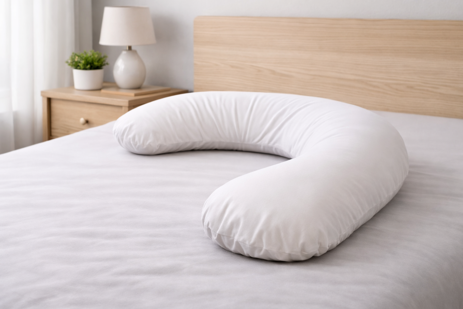 横向き用C字型抱き枕の横広イメージ｜体に沿う形状のロング枕