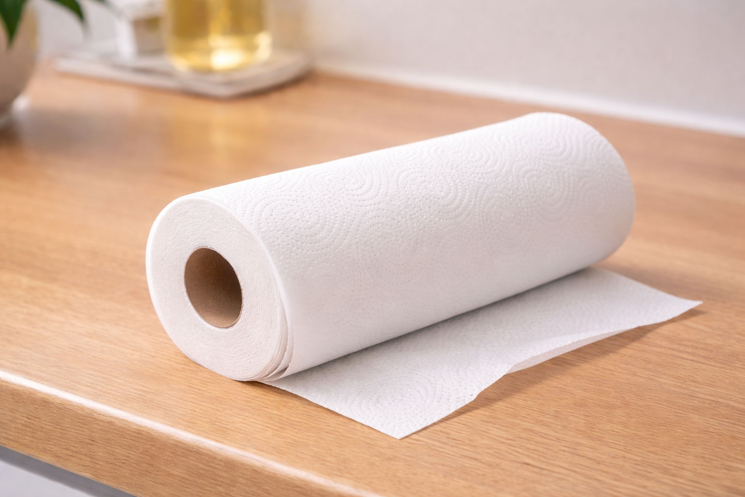 台所のカウンターに置かれたキッチンペーパーのロール