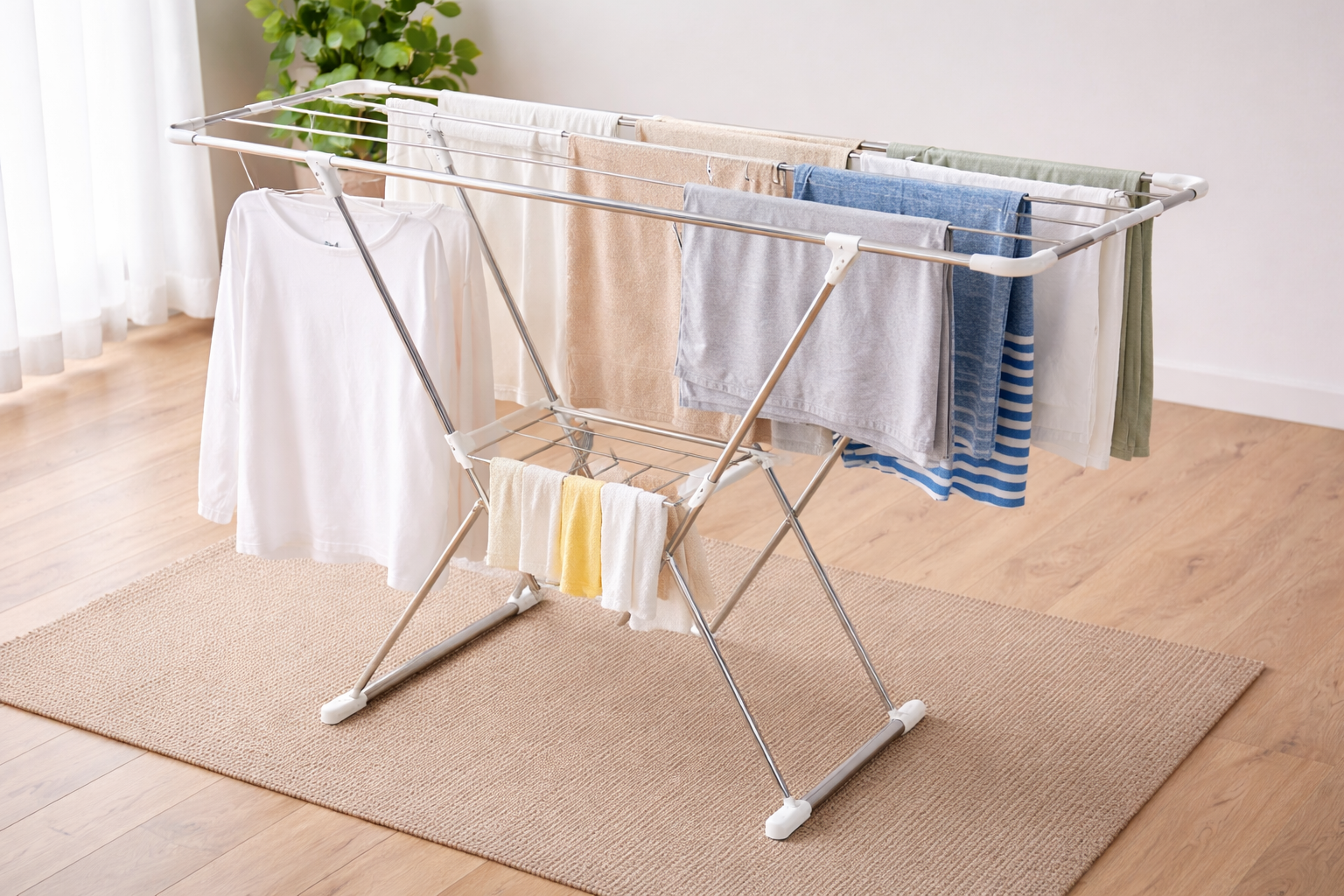 部屋干しに使う室内物干しスタンドのイメージ